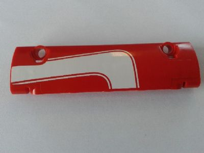 Lego Technic, Panel Curved 11 x 3 with White Curved Stripe Pattern Model Left Side (Sticker) - Set 8258