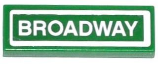Lego Tile 1 x 3 with 'BROADWAY' Pattern (Sticker) - Set 79118