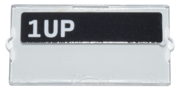 Lego Glass for Window 1 x 2 x 3 with White '1UP' on Black Background Pattern (Sticker) - Set 10323