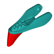 Lego Creature Body Part, Banshee Lower Jaw with Red Horn Print / Dark Turquoise
