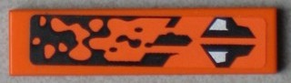 Lego Tile 1 x 4 with Black and Silver Pattern Model Right Side (Sticker) - Set 8112 / Orange