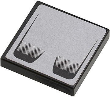 Lego Tile 2 x 2 with Double Air Vent on Silver Background Pattern (Sticker) - Set 8647 / Black