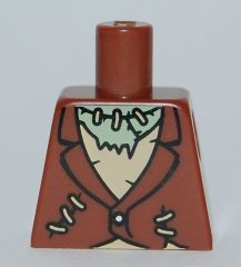 Lego Torso Torn Jacket and Tan Tattered Shirt with Stitches Pattern (Frankenstein Monster) / Reddish Brown