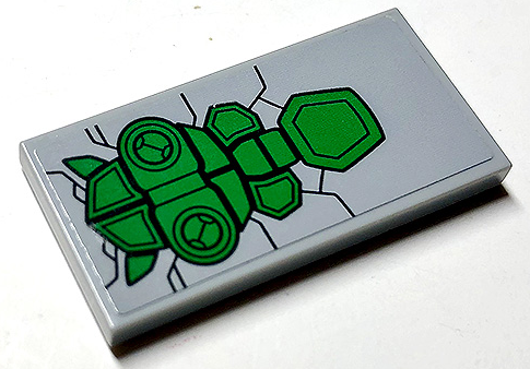 Lego Tile 2 x 4 with Green Seat on Light Bluish Gray Background Pattern (Sticker) - Set 76097 / Light Bluish Gray