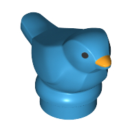 Lego Animal, Bird, Small with Bright Light Orange Beak, Black Eyes print / Dark Azure