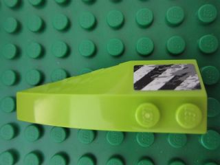 Lego Wedge 6 x 2 Right with Black Danger Stripes and Scratches Pattern (Sticker) - Set 8190