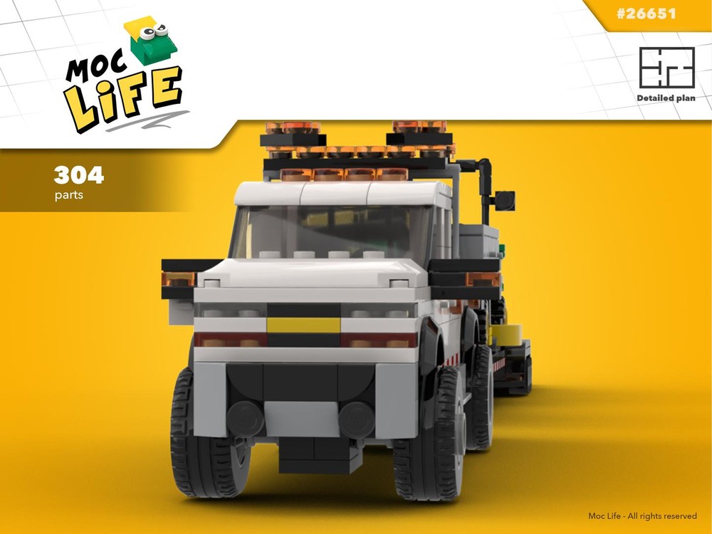 Lego Chevrolet Silverado 3500 quad cab long bed with trailer and John Deere mower