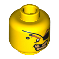 Lego Minifig Head Gold Tooth, Eyepatch, Gold Teeth, Missing Tooth Print [Blocked Open Stud] / Yellow