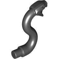 Lego Animal, Snake Head with Open Mouth, Fangs and Curved Neck with Bar / Black