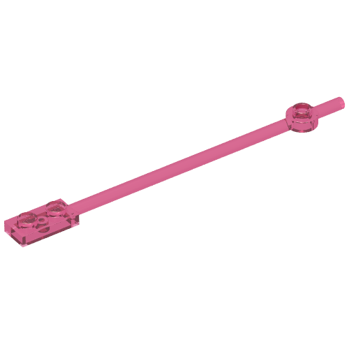 Lego Bar 1 x 12 with 1 x 2 Plate End with Solid Studs and 1 x 1 Round Plate End / Trans-Dark Pink