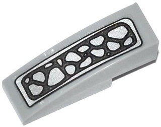 Lego Slope, Curved 3 x 1 with Silver Crocodile Scales Pattern (Sticker) - Set 70126