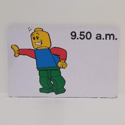 Lego Activity Card, Time-Teaching 12-Hour Clock 9.50 a.m. / [No Color/Any Color]