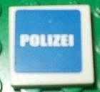 Lego Tile 2 x 2 with White 'POLIZEI' on Blue Background Pattern (Sticker) - Set 7236-2 / White