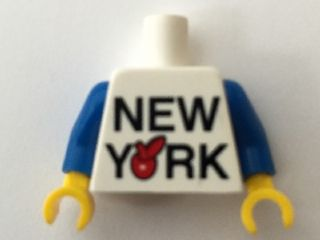 Lego Torso 'NEW YORK' Big Red Apple Pattern / Blue Arms / Yellow Hands