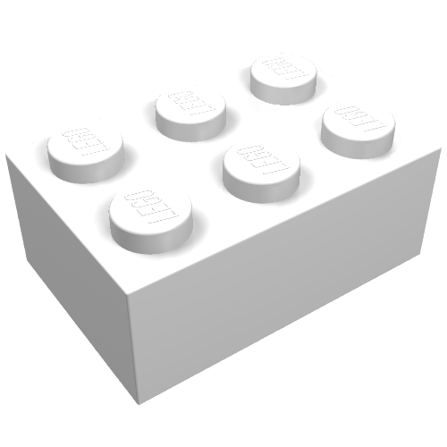 Lego Brick 2 x 3 without Cross Supports / White