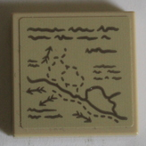 Lego Tile 2 x 2 with Dark Tan Map with Arrows and Text Pattern (Sticker) - Set 10316