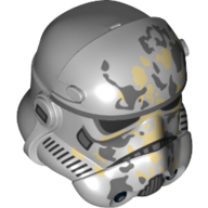 Lego Helmet Stormtrooper Raised Forehead [Type 2], with Tan and Dark Bluish Gray Dirt Stains Print / Light Bluish Gray