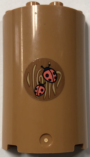 Lego Cylinder Half 2 x 4 x 5 with 1 x 2 Cutout with Ladybugs on Tree Bark Pattern (Sticker) - Set 41445
