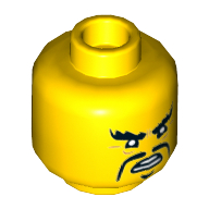 Lego Minifig Head Shark Army / Crusty / Mike, Angry Eyebrows, Long Moustache Fu Manchu Print / Yellow