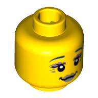 Lego Minifig Head Marsha (Mermaids), Silver Lips, Mermaid Scales and Long Eyelashes Print [Hollow Stud] / Yellow