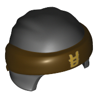 Lego Head Wrap with Headband and Knot, Dark Brown Pattern and Gold Symbol Print / Black