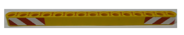 Lego Technic, Liftarm Thick 1 x 15 with Red and White Danger Stripes Pattern (Stickers) - Set 42009 / Yellow