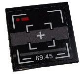 Lego Tile 2 x 2 with Display Screen with White Crosshairs and '89.45' Pattern (Sticker) - Set 80011
