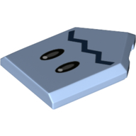Lego Tile Special 2 x 3 Pentagonal with Black Eyes, Dark Blue Mouth/Zigzag Line Print / Bright Light Blue