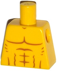 Lego Torso Bare Chest with Muscles Outline, No Clavicles Pattern / Yellow