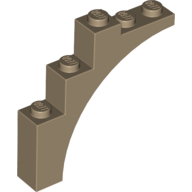 Lego Brick Arch 1 x 5 x 4 [Continuous Bow, Raised Underside Cross Supports] / Dark Tan
