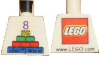 Lego Torso LEGO World Denmark 2016 and Number 8 Pattern / White