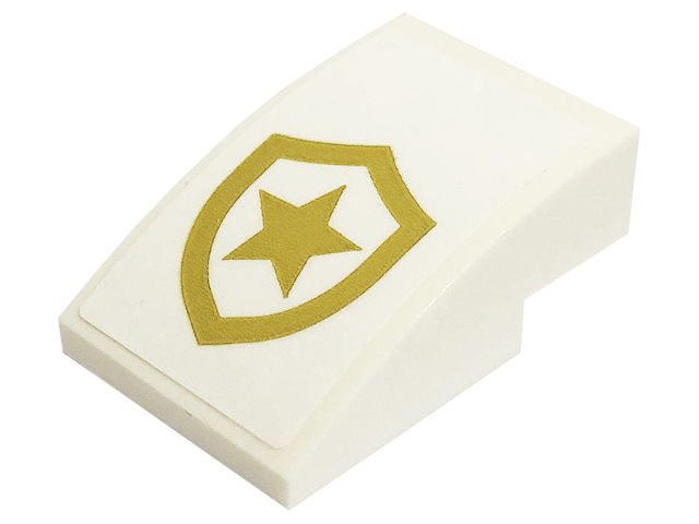 Lego Slope, Curved 3 x 2 with Gold Police Star Badge Logo Pattern (Sticker) - Set 60316