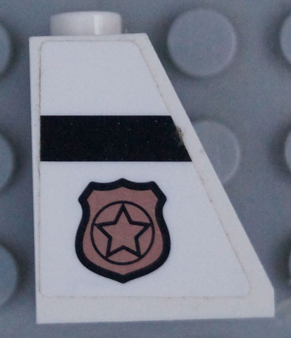 Lego Slope 65 2 x 1 x 2 with Police Badge with Star Logo and Black Stripe Pattern Model Right Side (Sticker) - Set 60131