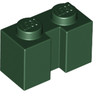 Lego Brick Special 1 x 2 with Groove / Dark Green