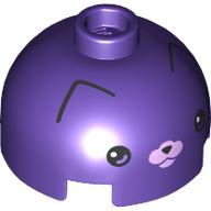 Lego Brick Round 2 x 2 Dome Top, Vented Stud with Face, Bright Pink Nose Print