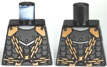 Lego Torso Castle Kingdoms Scale Mail, Copper Shoulder Armor and Chains Front and Back Pattern / Black