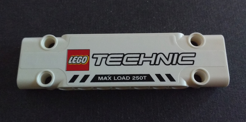 Lego Technic, Panel Plate 3 x 11 x 1 with LEGO TECHNIC Logo, Black Stripes and 'MAX LOAD 250T' Pattern (Sticker) - Set 42042