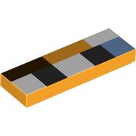 Lego Tile 1 x 3 with White/Black/Medium Blue/Dark Brown Rectangles Print