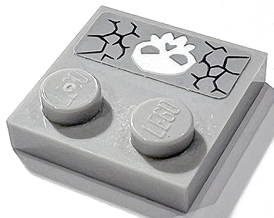 Lego Tile, Modified 2 x 2 with Studs on Edge with Cracks and White Skull Facing Away from Studs Pattern (Sticker) - Set 71722 / Light Bluish Gray
