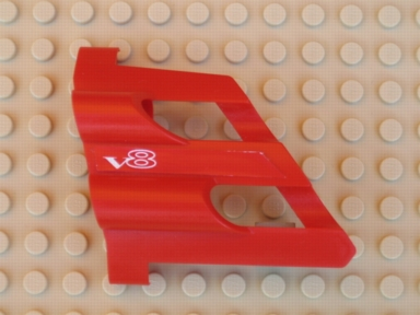 Lego Technic, Panel Fairing # 2 Large Short, Large Holes, Side B with White 'V8' Pattern (Sticker) - Set 8448
