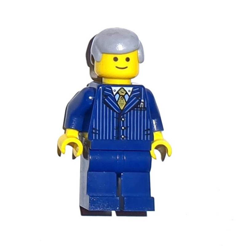 Lego Dark Blue Torso, Suit, Dark Blue Legs, Light BLuish Grey Hair
