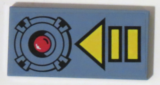 Lego Tile 2 x 4 with Red Panic Button and Yellow Arrow (Triangle and Rectangles) Pattern (Sticker) - Set 70596