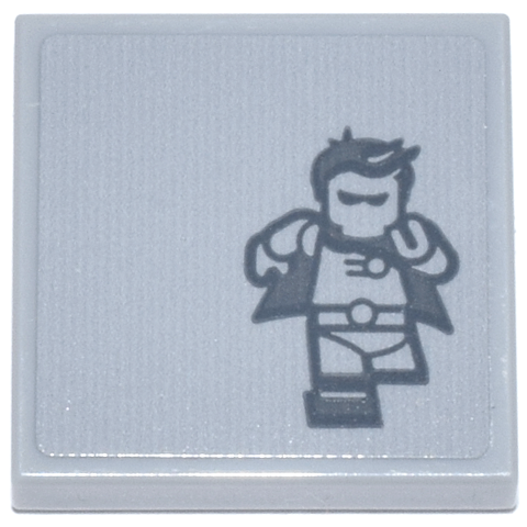 Lego Tile 2 x 2 with Dark Bluish Gray Robin Minifigure Running Pattern (Sticker) - Set 76271 / Light Bluish Gray