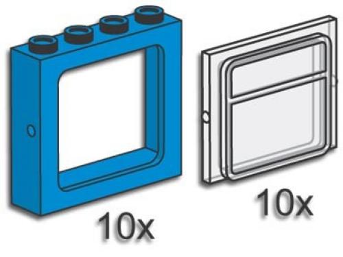Lego Train Windows with Panes Blue