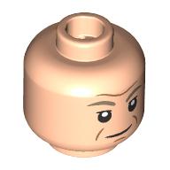 Lego Minifig Head Admiral Motti, Dark Tan Eyebrows, Nougat Lines, Thin Smile / Scared, Worried / Light Nougat