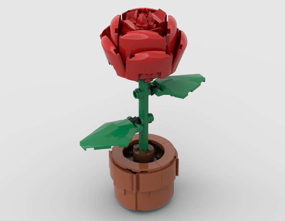 Lego Rose Flower In A Pot Similar to Set 10329, Tiny Plants