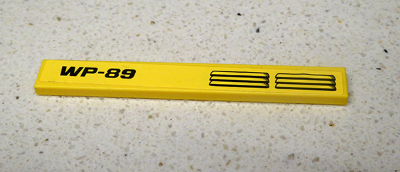 Lego Tile 1 x 8 with 'WP-89' on Left and Engine Vents on Right Pattern (Sticker) - Set 42035 / Yellow