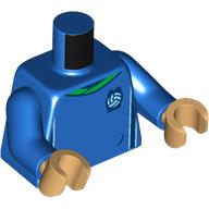 Lego Torso Soccer Shirt, Green Collar Print, Blue Arms, Warm Tan Hands
