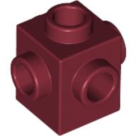 Lego Brick Special 1 x 1 Studs on 4 Sides / Dark Red