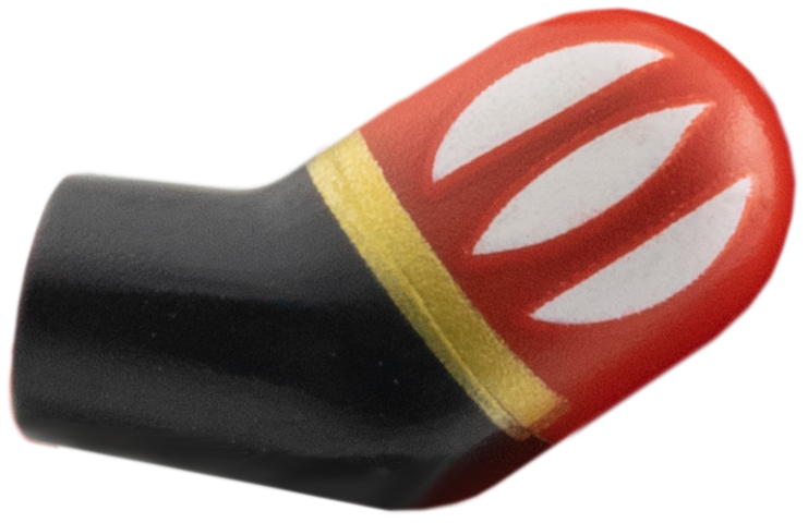 Lego Arm, Left with Molded Red Short Sleeve and Printed White and Gold Stripes Pattern / Black
